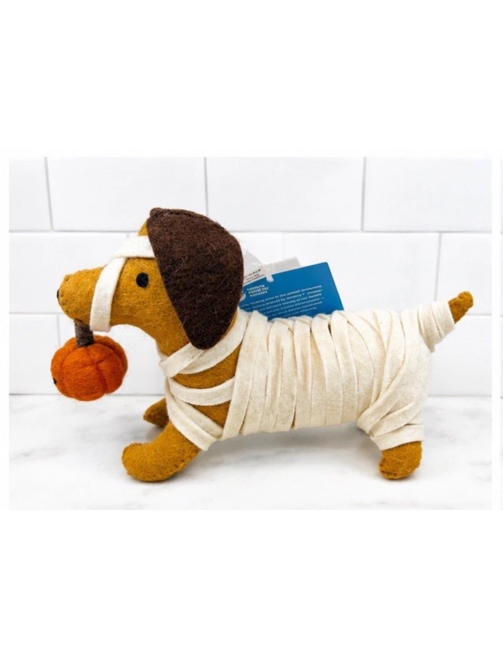 NWT HALLOWEEN WOOL FELT MUMMY DACHSHUND DOG HUMANE WORLD 11"